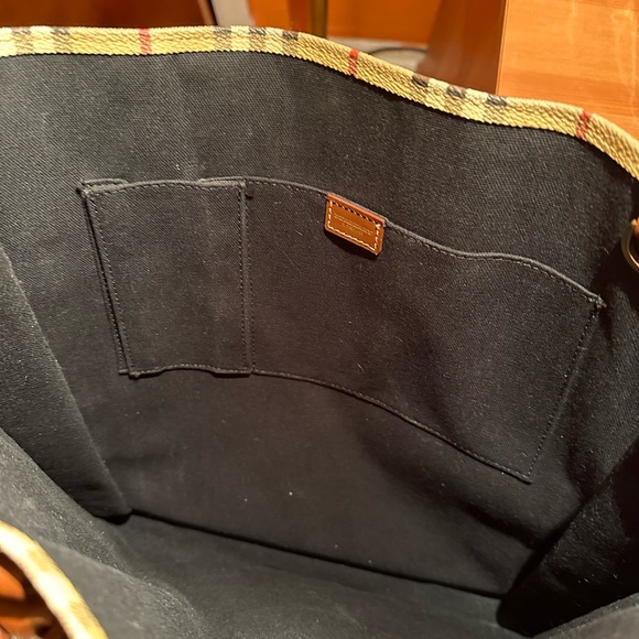 Burberry Checkered Tote Bag with Brown Handles - Picture 6 of 7